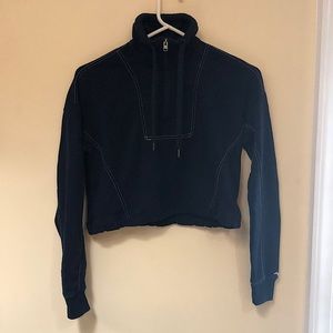 Navy blue cropped sweatshirt hollister